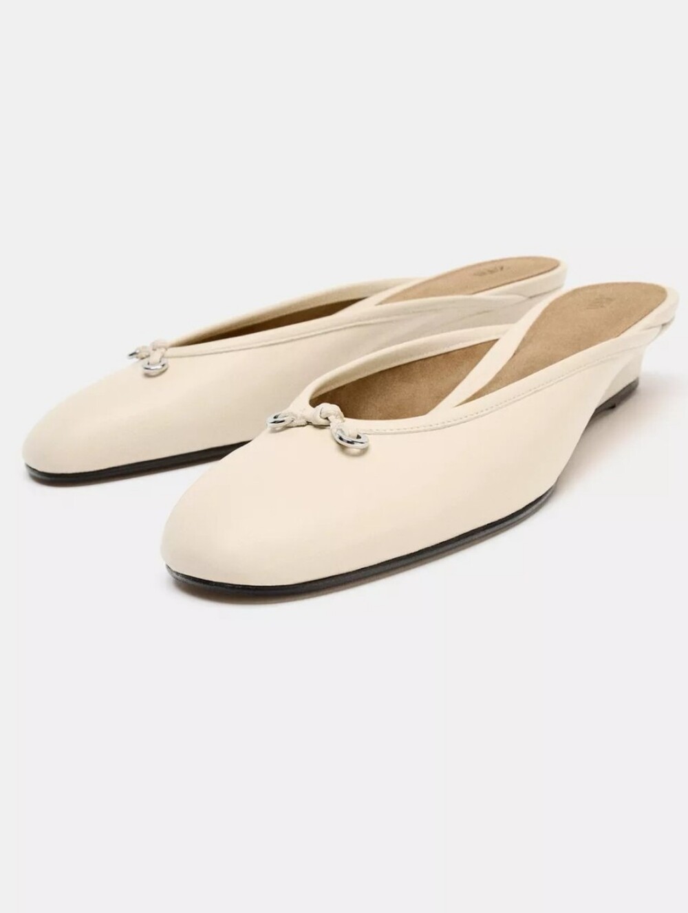 ZARA LEATHER WEDGE SLINGBACK BALLET FLATS